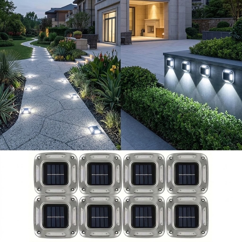 Outdoor Lighting Ground Fixtures - Luces solares para caminos, impermeables, cuadradas,