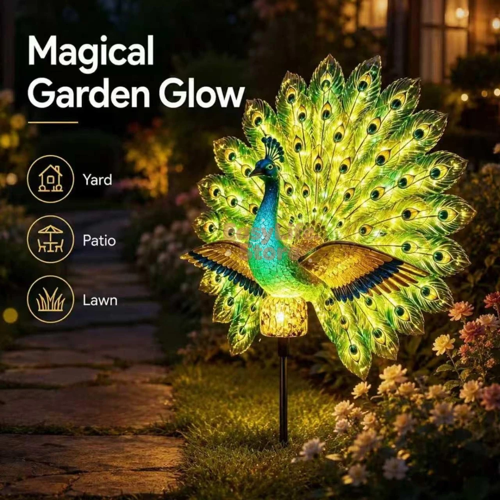 Outdoor Lighting Manufacturers - Escultura de Pavo Real Solar para