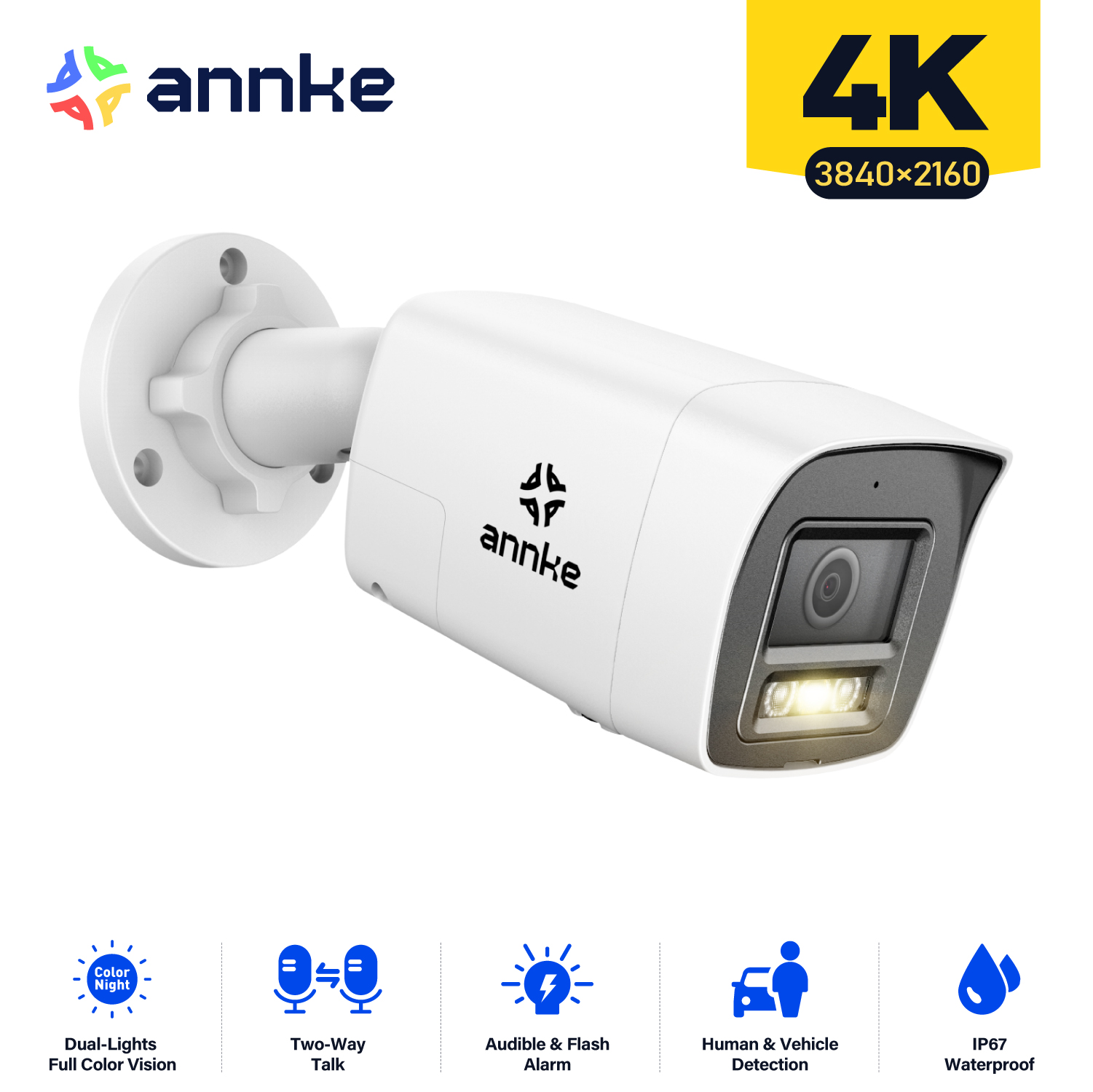 Outdoor Lighting Under Roof - Annke 8MP 4K HD cámara de