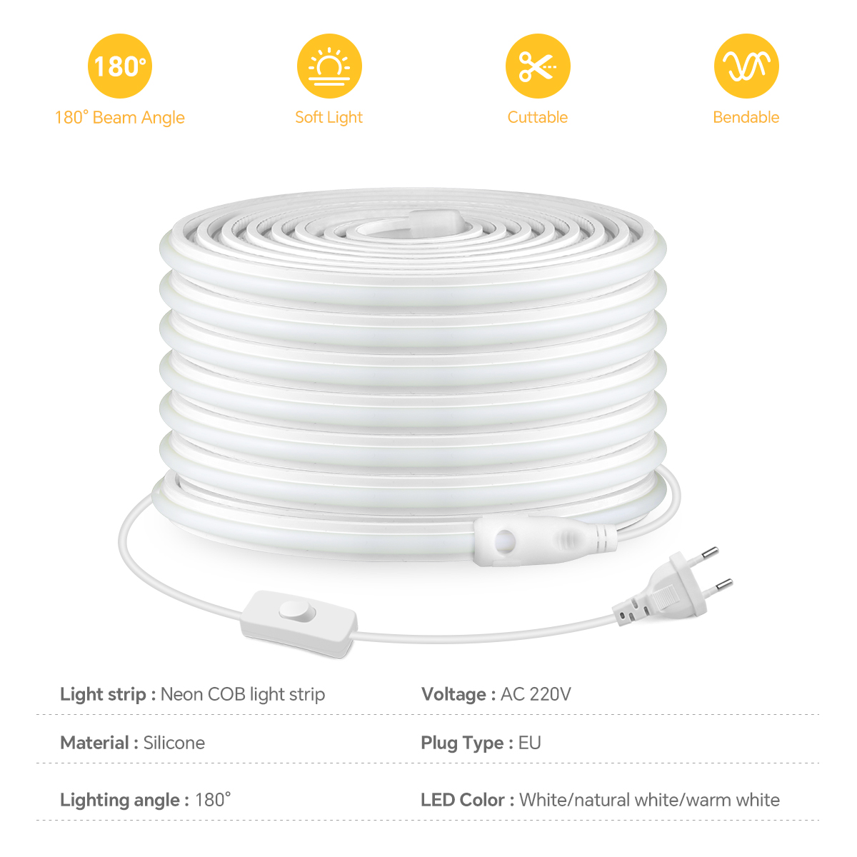 Tira de luces LED COB de 220V, - Outdoor Lighting Led Strip reseña y precio