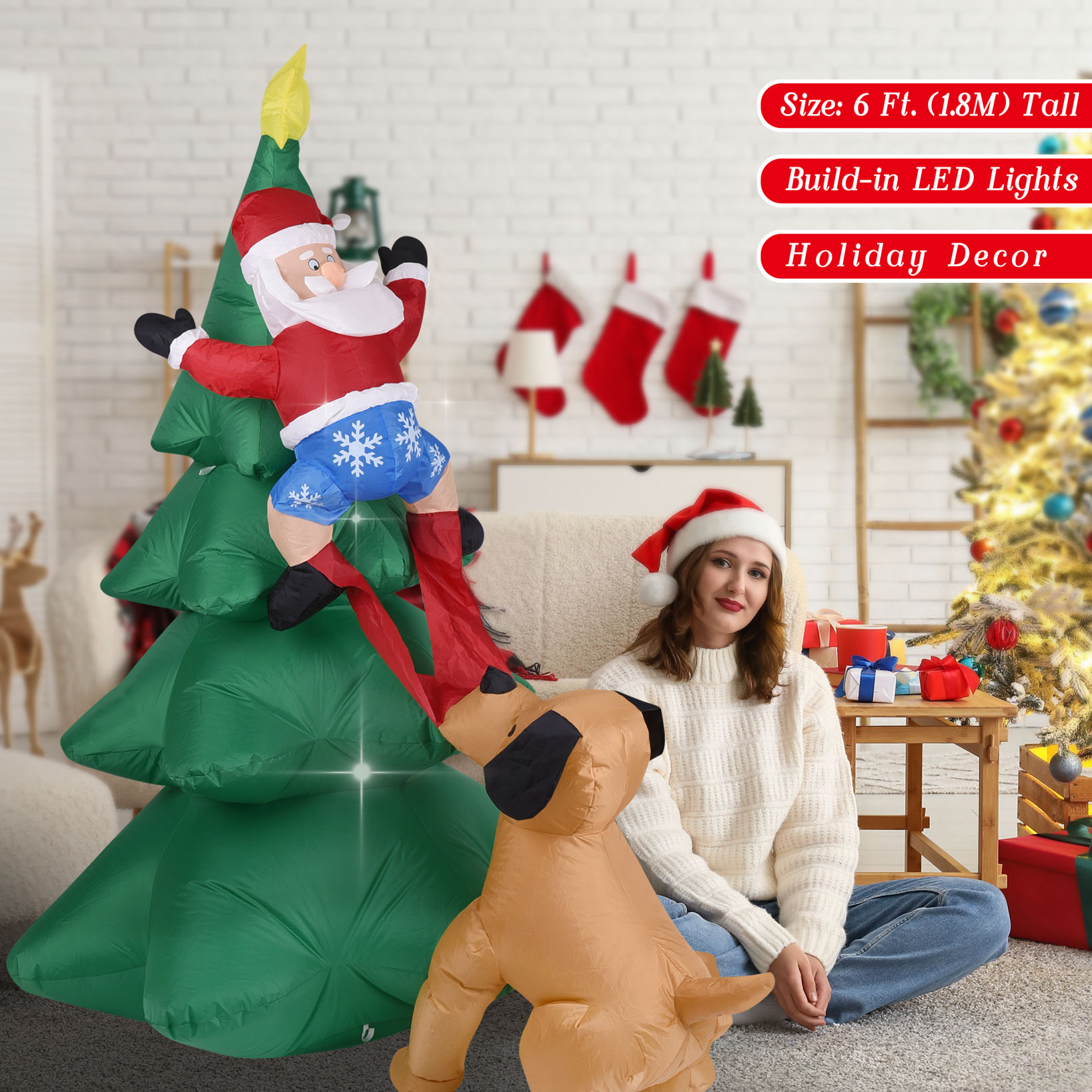 Perro inflable de Navidad con  - Outdoor Lighting Manufacturers reseña y precio