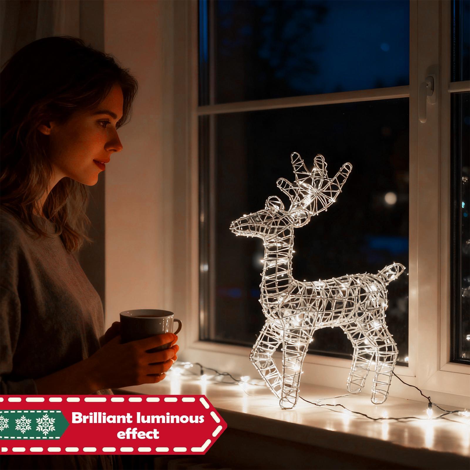 Ciervo de Navidad iluminado, d - Outdoor Lighting Front Yard reseña y precio